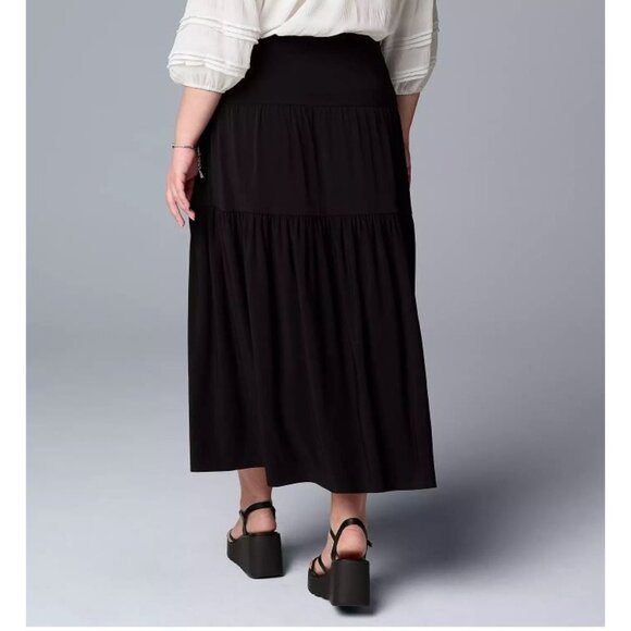 Simply Vera Vera Wang Womens Black Jersey Knit Maxi Skirt Plus Sz 3X NWT - Picture 9 of 10